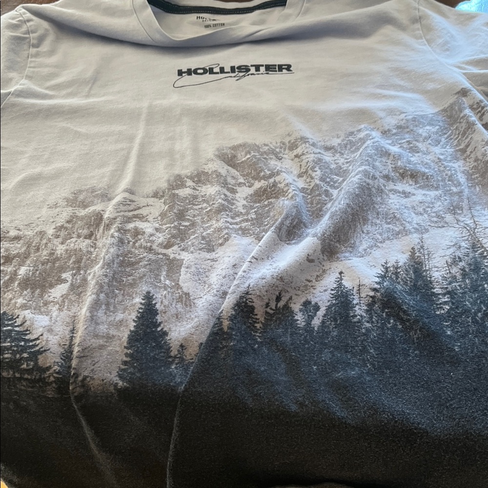 Hollister White and Black Mountain Tee